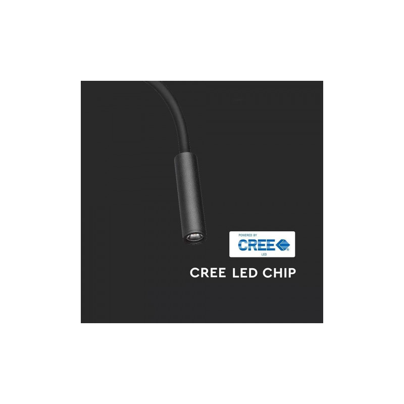 Oprawa LED V-TAC 3W Kinkiet Hotel Łóżko Czarny COB CREE VT-2903 3000K 150lm 3 Lata Gwarancji