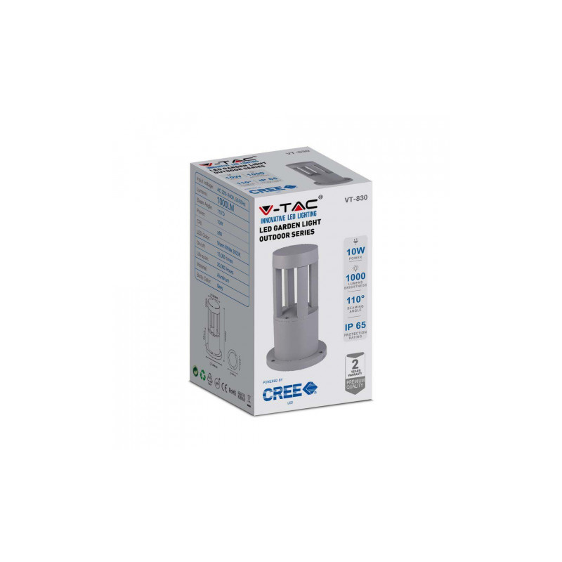 Słupek Ogrodowy V-TAC 10W LED IP65 Szary 25cm VT-830 6400K 1000lm