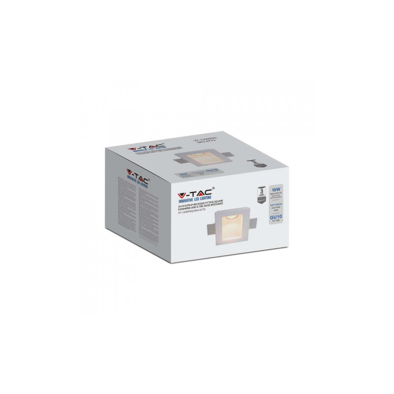 Oprawa Gipsowa V-TAC GU10 Kinkiet Ścienny 120x120 VT-11009 3 Lata Gwarancji