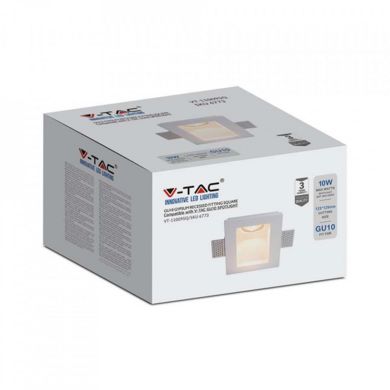 Oprawa Gipsowa V-TAC GU10 Kinkiet Ścienny 120x120 VT-11009 3 Lata Gwarancji