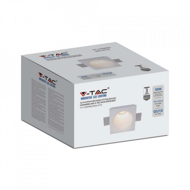 Oprawa Gipsowa V-TAC GU10 Kinkiet Ścienny 120x120 VT-11009 3 Lata Gwarancji