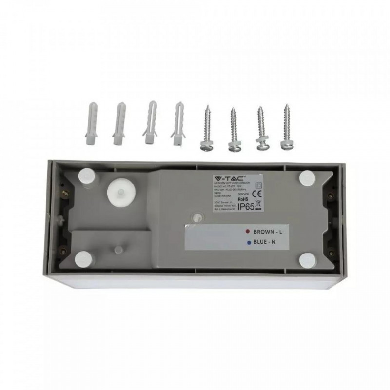 Oprawa Ścienna V-TAC 12W LED Góra Dół Szary IP65 VT-8057 6400K 1150lm