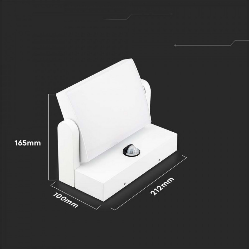 Oprawa Elewacyjna Ścienna V-TAC 17W LED Czujnik Ruchu Biała IP65 VT-11020S 3000K 2520lm