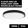 PLAFON 30W LED DOME LIGHT 3000K ROUND,BLACK FRAME IP44