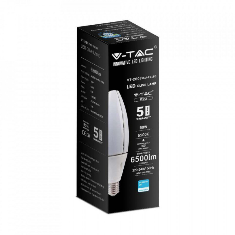 60W LED OLIVE LAMP-SAMSUNG CHIP COLORCODE:4000K E40