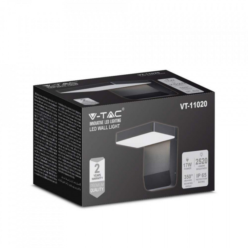 Oprawa Elewacyjna V-TAC 20W LED Czarna IP65 VT-11020 4000K 2580lm