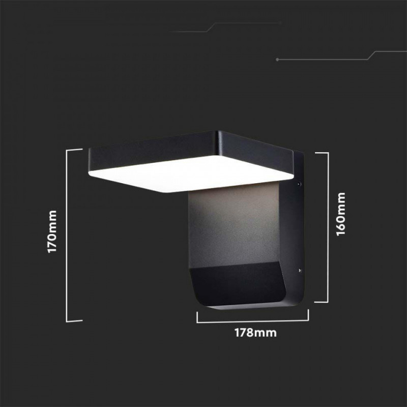 Oprawa Elewacyjna V-TAC 20W LED Czarna IP65 VT-11020 4000K 2580lm