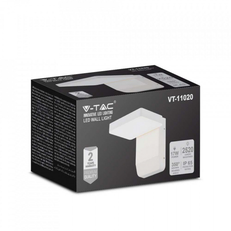 Oprawa Elewacyjna V-TAC 20W LED Biała IP65 VT-11020 3000K 2580lm