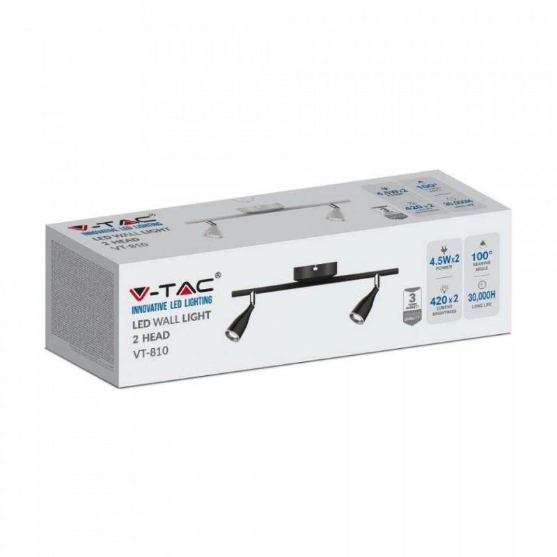 Oprawa Listwa Sufitowa V-TAC 9W LED Czarna VT-810 4000K 840lm 3 Lata Gwarancji