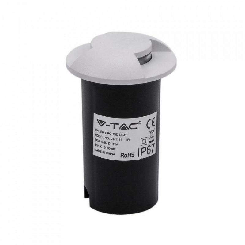 Oprawa Gruntowa Najazdowa 1W LED Biała 2-Stronna IP67 VT-1161 3000K 50lm
