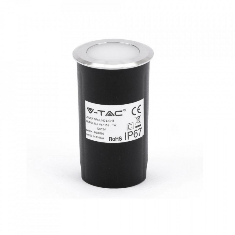 Oprawa Gruntowa Najazdowa Podłogowa V-TAC 1W LED Srebrna IP67 VT-1151 6500K 51lm