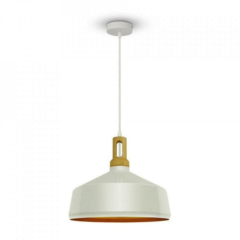 Oprawa Wisząca V-TAC Modern Drewnoen Top Iron Biały Color fi350 VT-7545