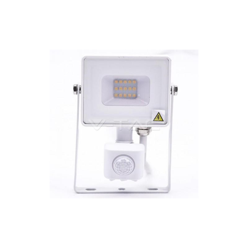 Halogen zewnętrzny LED V-TAC 10W SAMSUNG CHIP Czujnik Ruchu Funkcja Cut-OFF Biały VT-10-S 3000K 800lm 5 Lat Gwarancji