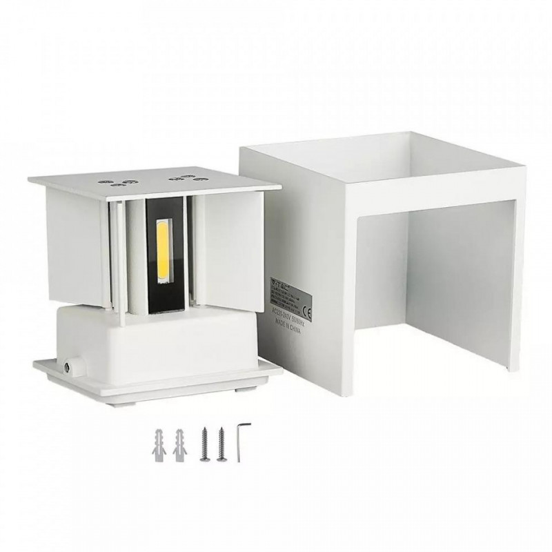 Kinkiet Góra/Dół Biały Kwadrat IP65 VT-759 4000K SKU 7088