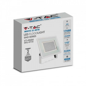 Projektor LED V-TAC 200W SMD F-CLASS Biały VT-49204-W 4000K 17600lm