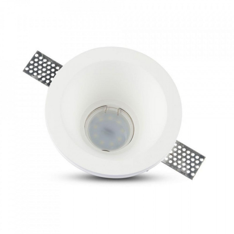 Oprawa Oczko V-TAC GIPS GU10 Wpuszczana Głęboka Okrągła 132x74 Biały VT-773