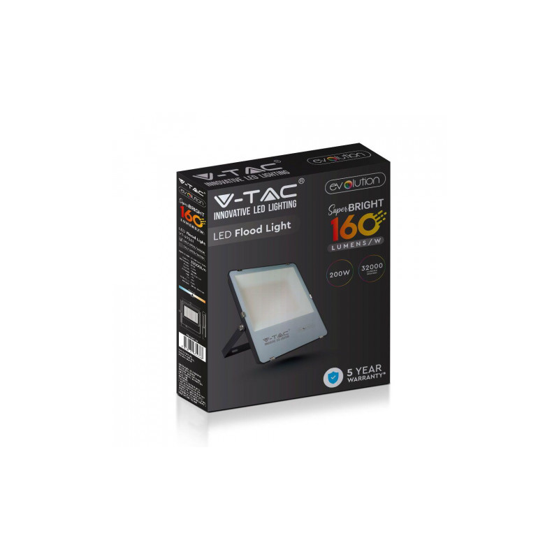 Halogen LED V-TAC 200W Czarny 6400K EVOLUTION 160LM/W 32000lm VT-49261 5 Lat Gwarancji