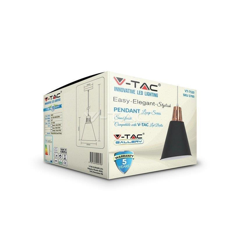 Oprawa Wisząca Modern V-TAC Czarny Mat fi220 VT-75206