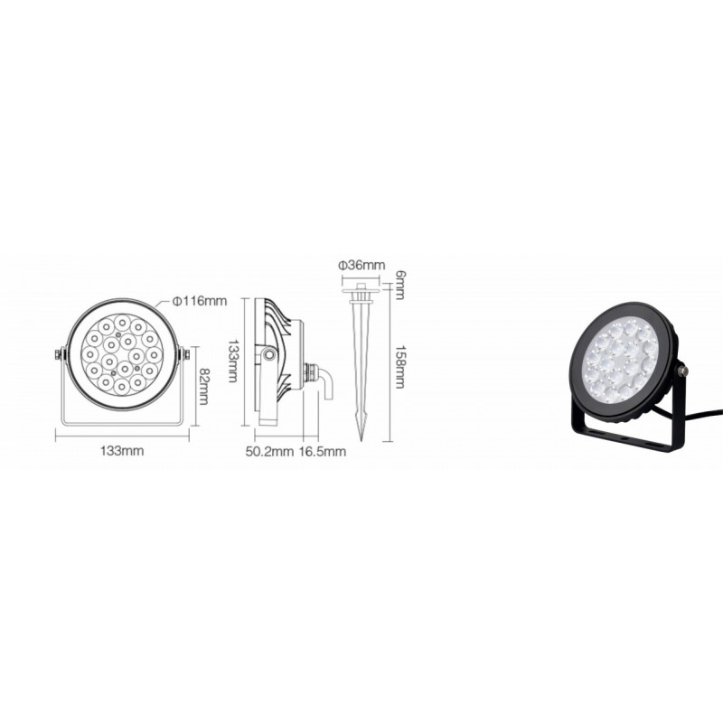 Lampa Ogrodowa FUTC01 9W 24V RGB+CCT Mi Light