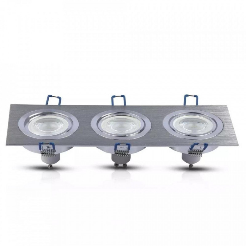 Oprawa Oczko V-TAC Aluminiowa Odlew 3xGU10 Kwadrat Aluminium Szczotkowane VT-784