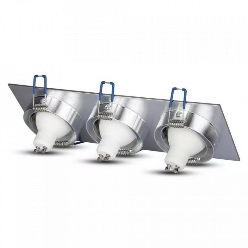 Oprawa Oczko V-TAC Aluminiowa Odlew 3xGU10 Kwadrat Aluminium Szczotkowane VT-784