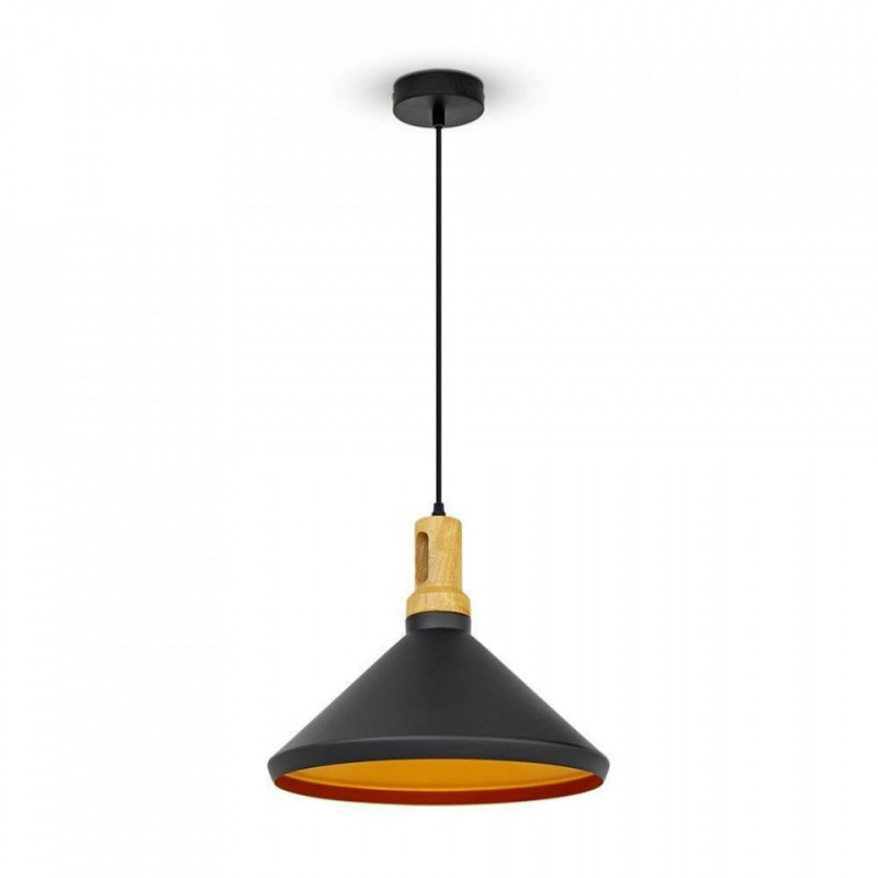 Oprawa Wisząca V-TAC Modern Czarna Drewno VT-75356