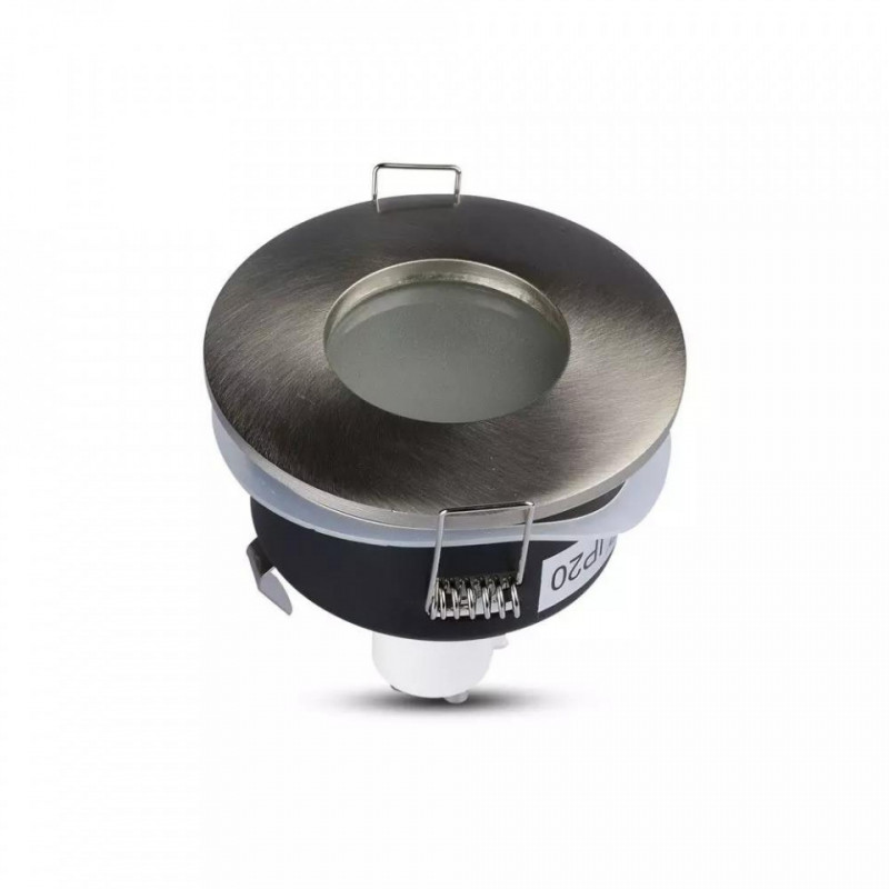 Oprawa Oczko V-TAC Aluminiowa Odlew Hermetyczne z szybką IP54 GU10 Okrągłe fi84 Satyna VT-787