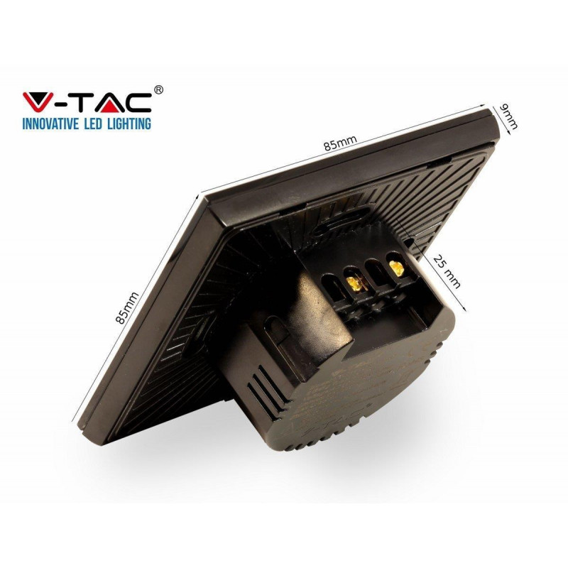 Włącznik Dotykowy Szklany Pojedynczy Czarny V-TAC VT-5111