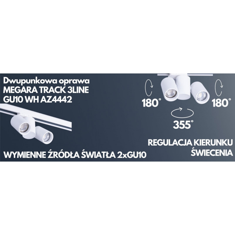 Dwupunkowa oprawa MEGARA TRACK 3LINE GU10 WH AZ4442