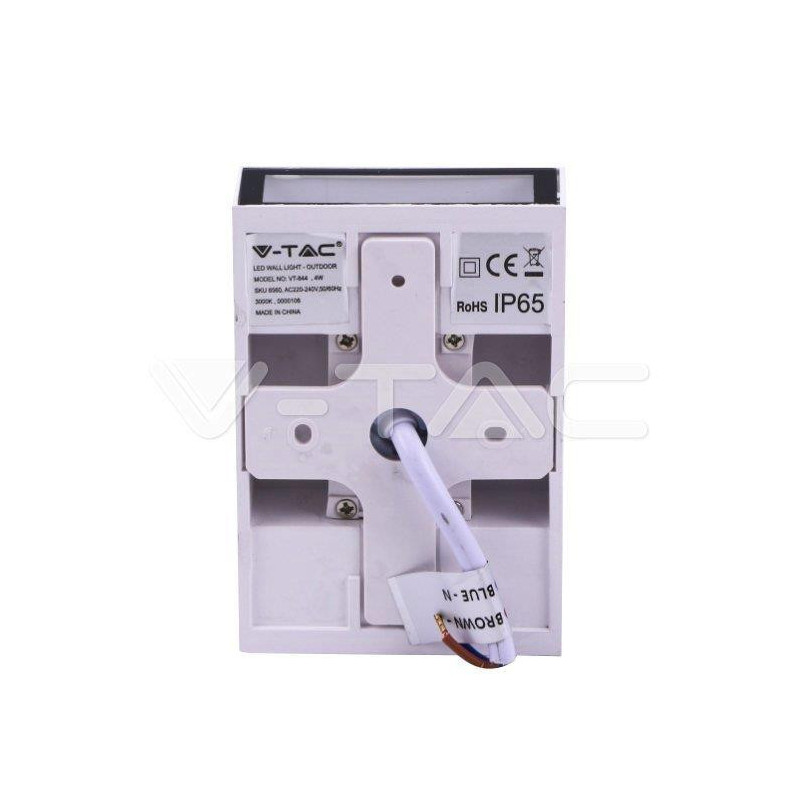 Oprawa Kinkiet Ścienny Góra/Dół V-TAC 4W LED Biała VT-844 3000K IP65 150lm