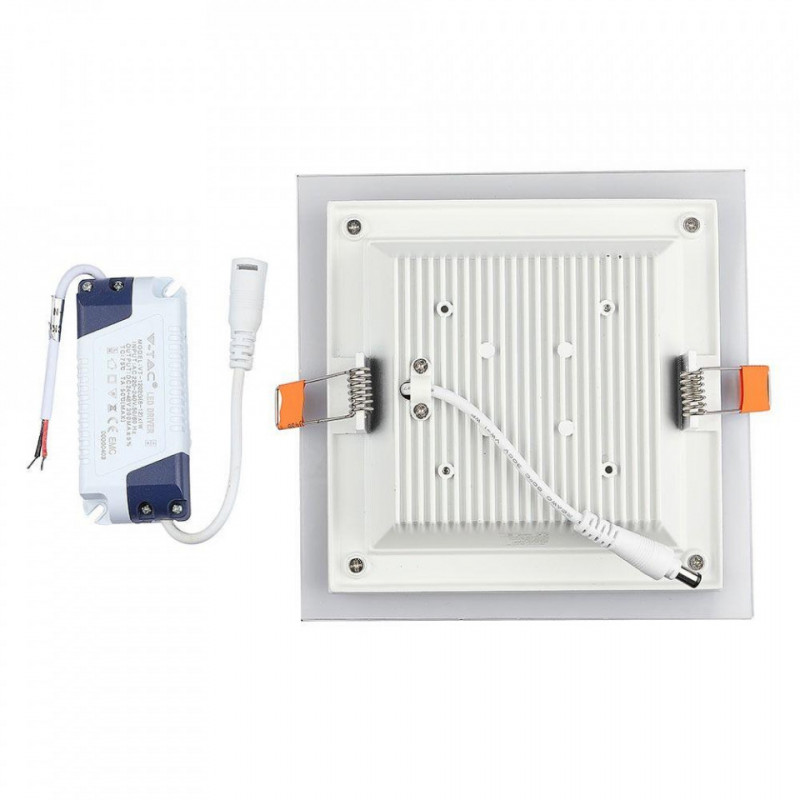 Panel LED V-TAC 12W LED Szkło Kwadrat VT-1202G 4000K 840lm