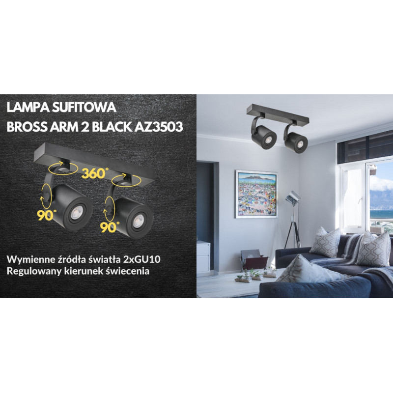LAMPA SUFITOWA BROSS ARM 2 BLACK