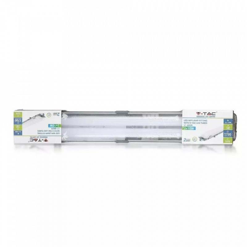 Oprawa Hermetyczna LED V-TAC PC/PC 2x120cm (2 x 18W) VT-12023 6400K (Tuby LED w zestawie) 3400lm