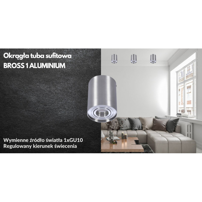 Okrągła tuba sufitowa BROSS 1 ALUMINIUM