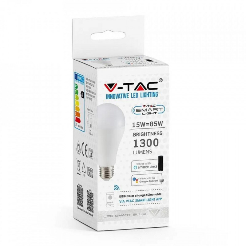 Żarówka LED V-TAC 15W E27 A60 SMART WiFi RGB+WW+CW VT-5117 1300lm