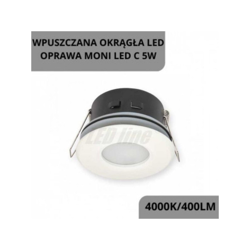 Oprawka halogenowa, sufitowa - hermetyczna IP20/44 - okrągła, stała, odlew - biała