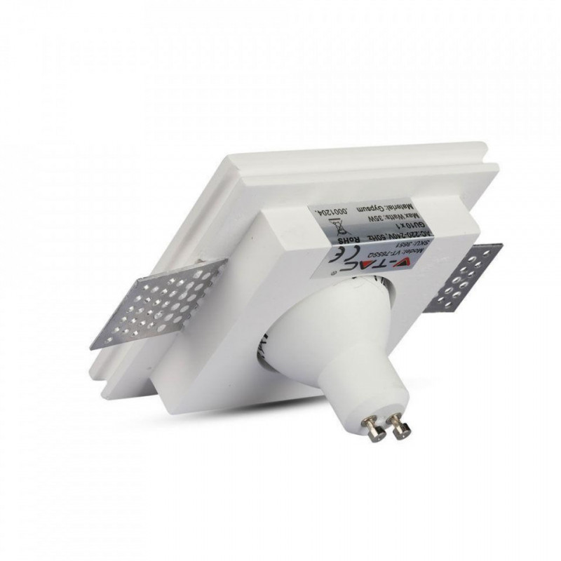 Oprawa Oczko V-TAC GIPS GU10 Wpuszczana Kwadrat 100x100x30 Biały VT-765