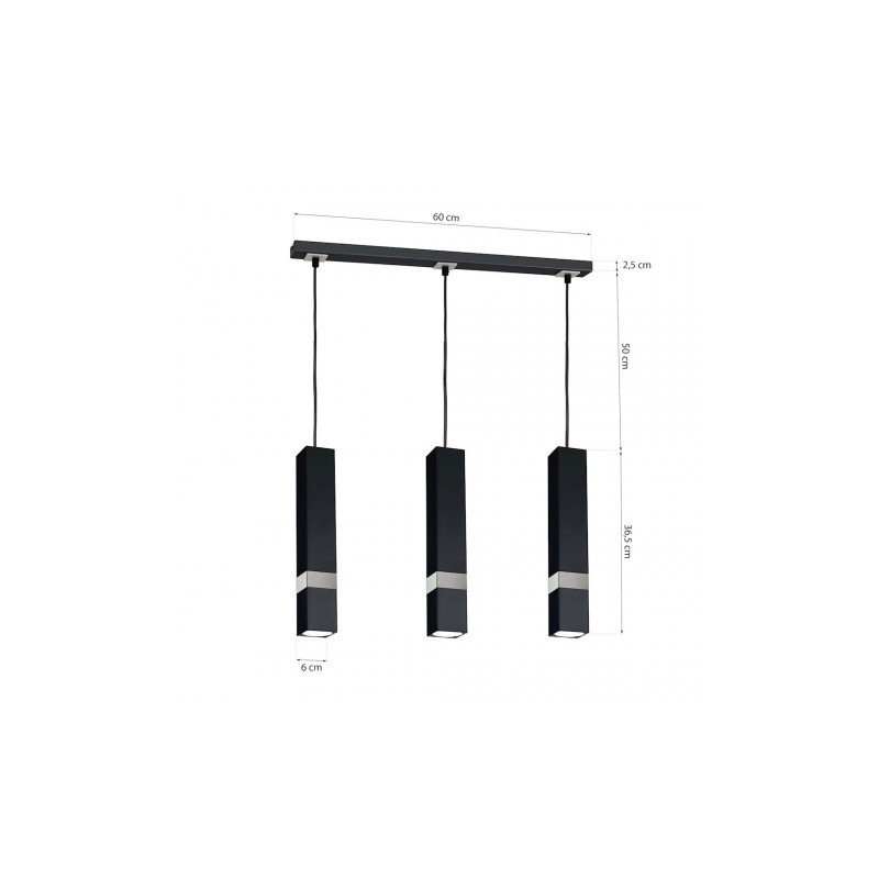Lampa wisząca VIDAR BLACK/CHROME 3xGU10