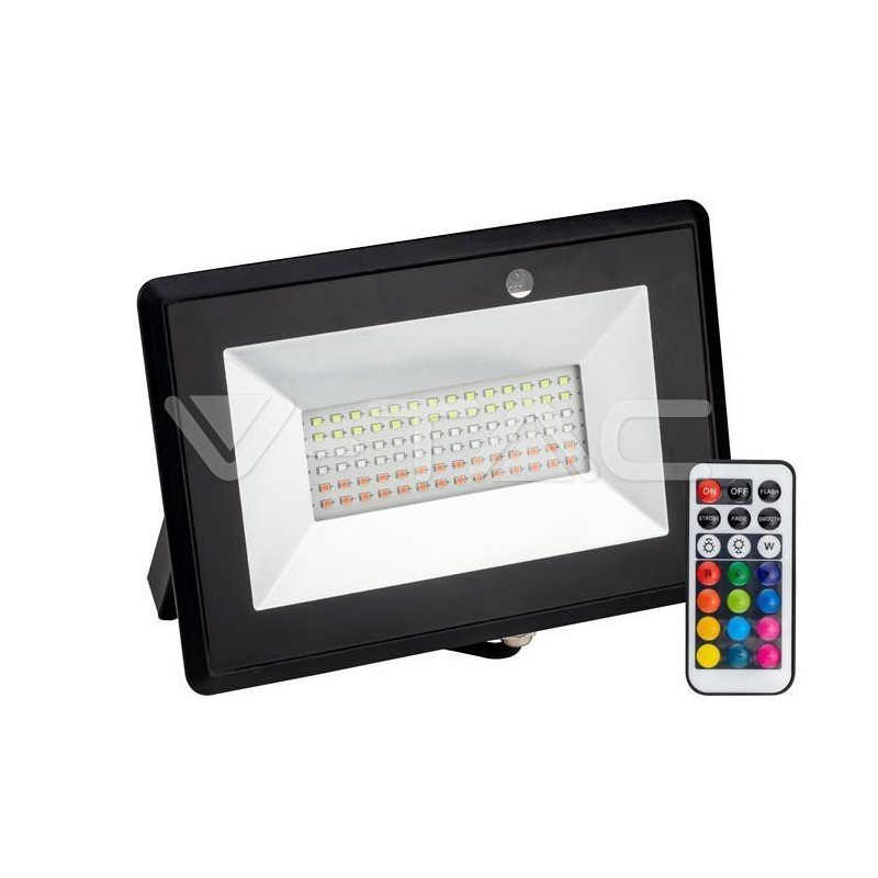 Halogen LED V-TAC 50W Czarny IP65 RGB Pilot VT-4932