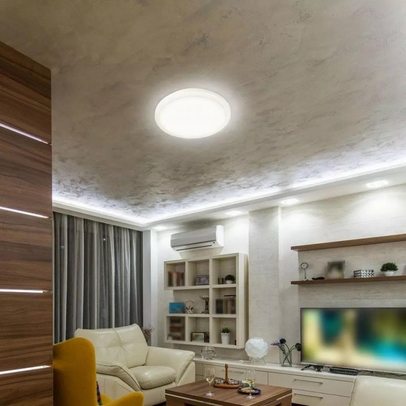 Plafon LED V-TAC Czujnik Mikrofalowy SAMSUNG CHIP 12W SLIM IP65 VT-12SS 4000K fi270mm 1440lm 5 Lat Gwarancji