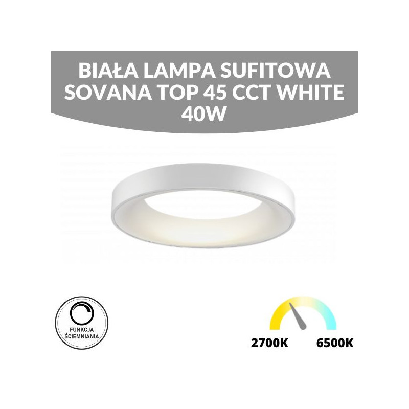 BIAŁA LAMPA SUFITOWA SOVANA TOP 45 CCT WHITE 40W