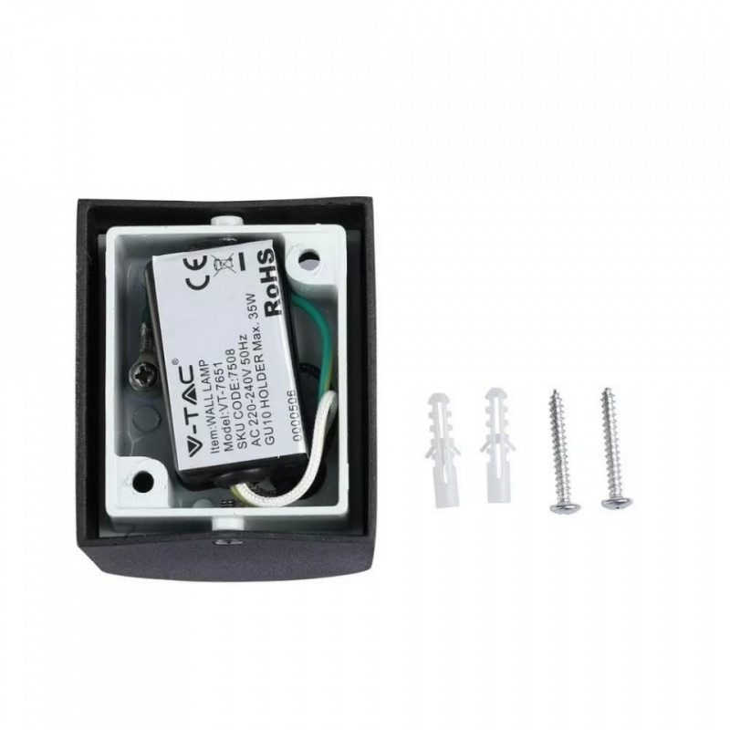 Kinkiet Ogrodowy V-TAC GU10 Aluminium Okrągły Czarny 1 Stronny IP44 VT-7651