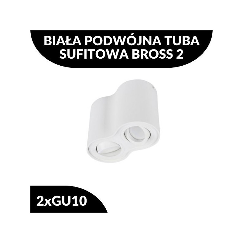 Biała podwójna tuba sufitowa BROSS 2