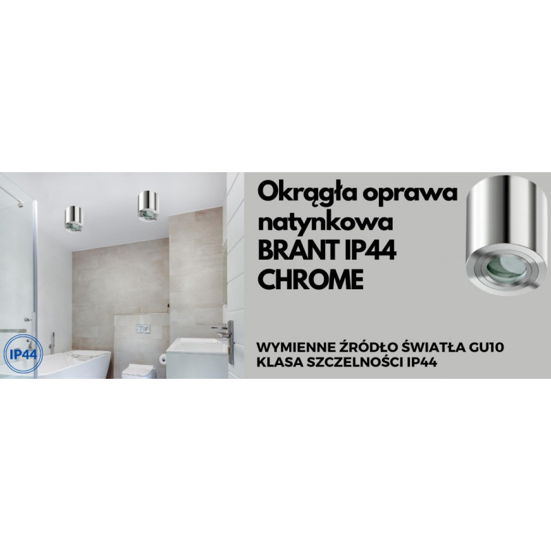 Okrągła oprawa natynkowa BRANT IP44 CHROME