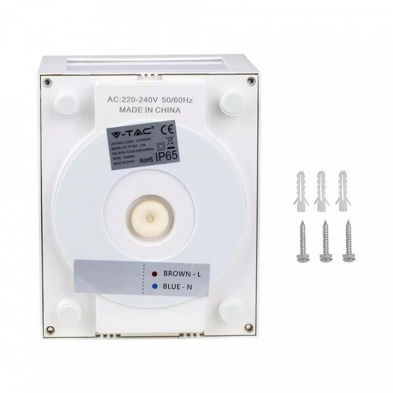 12W LED WALL LIGHT 3000K WHITE BODY