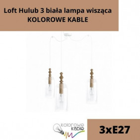 Loft Hulub 3 biała lampa wisząca KOLOROWE KABLE