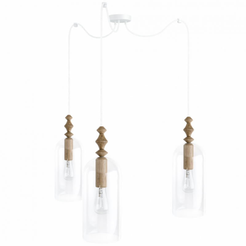 Loft Hulub 3 biała lampa wisząca KOLOROWE KABLE