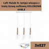 Loft Hulub 3L lampa wisząca z białą listwą sufitową KOLOROWE KABLE