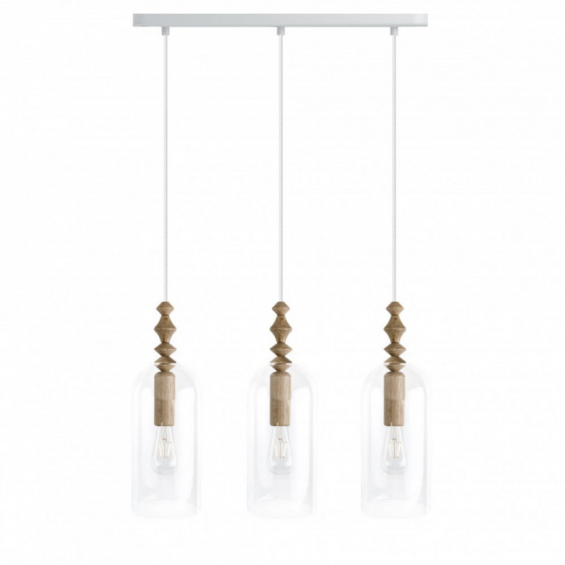 Loft Hulub 3L lampa wisząca z białą listwą sufitową KOLOROWE KABLE