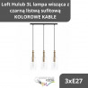 Loft Hulub 3L lampa wisząca z czarną listwą sufitową KOLOROWE KABLE